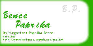 bence paprika business card